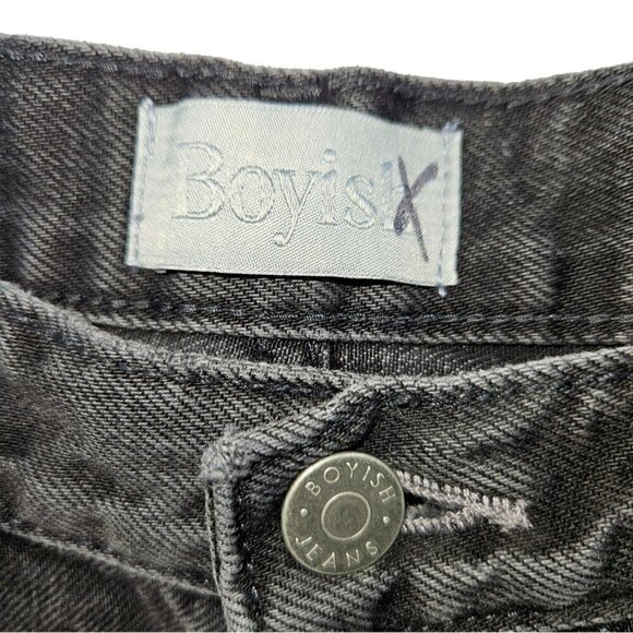 Boyish Tommy Jean Size 27 4 Black High Rise Straight Leg Button Fly Distressed - Picture 3 of 14